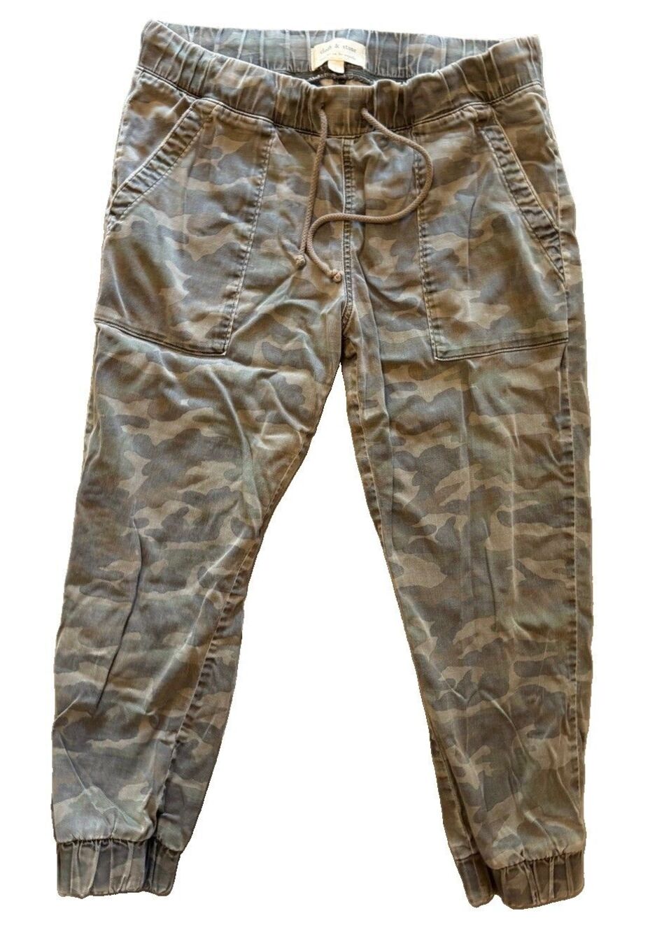 Cloth & Stone Camo Jogger Pants Womens L Green Gray Camouflage Tencel Drawstring